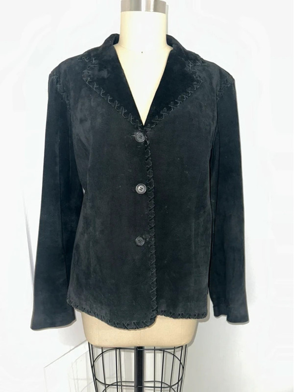 Vintage Black Genuine Suede Leather Jacket 14